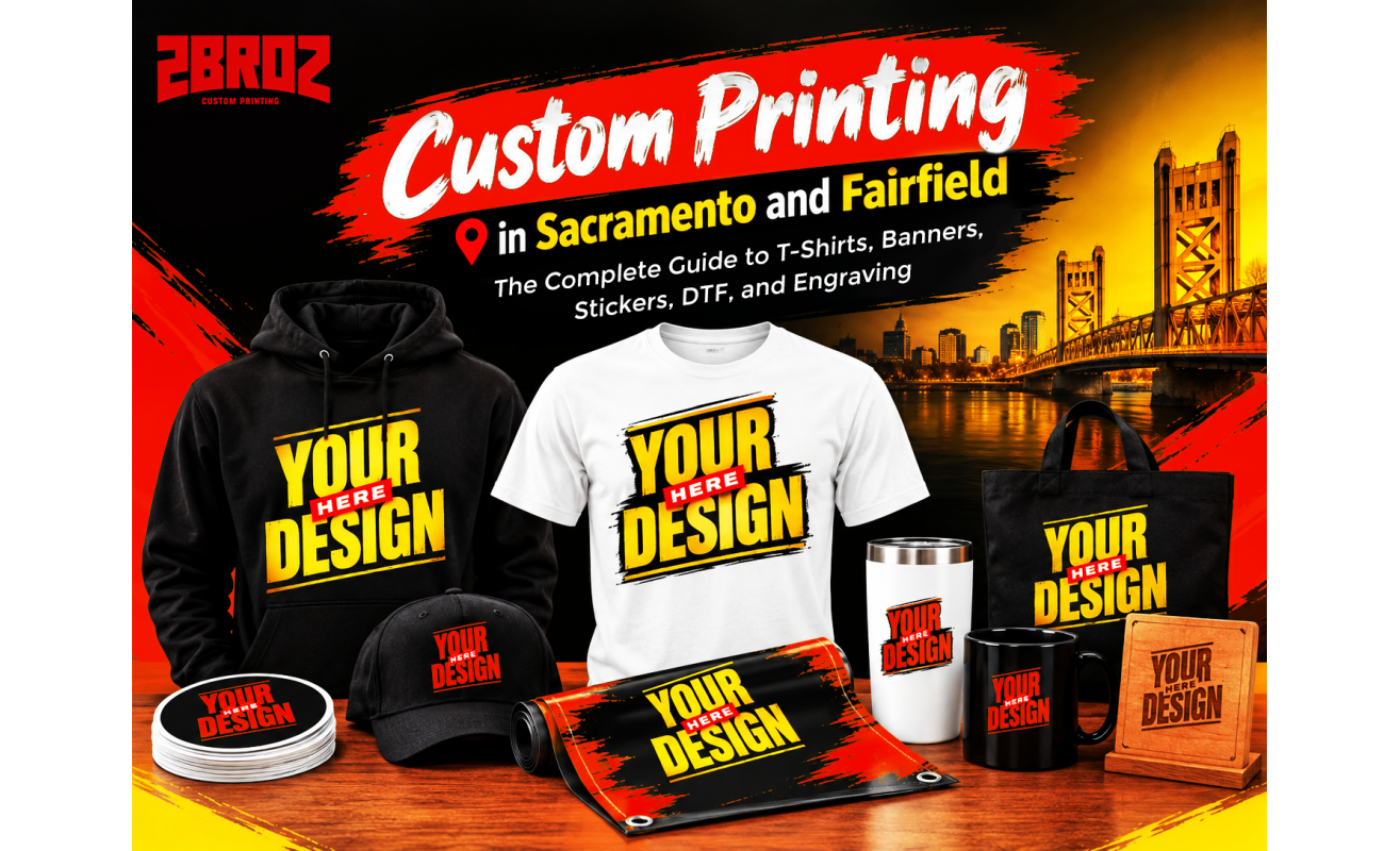 Custom Printing in Sacramento and Fairfield: The Complete Guide to T-Shirts, Banners, Stickers, DTF, and Engraving